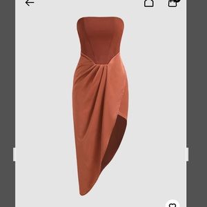 Strapless Satin Asymmetrical Wedding Guest Dress